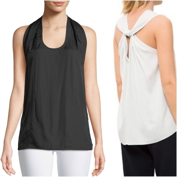 Helmut Lang Black Scoop Neck Halter Knot Tank Top - Picture 1 of 10